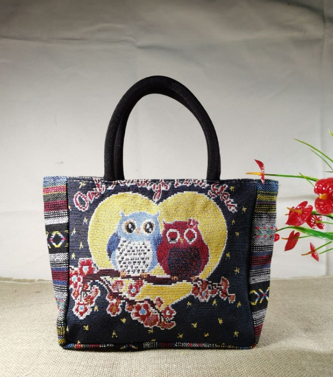 Large Capacity Double Sided Embroidery Elephant Shoulder Bags
