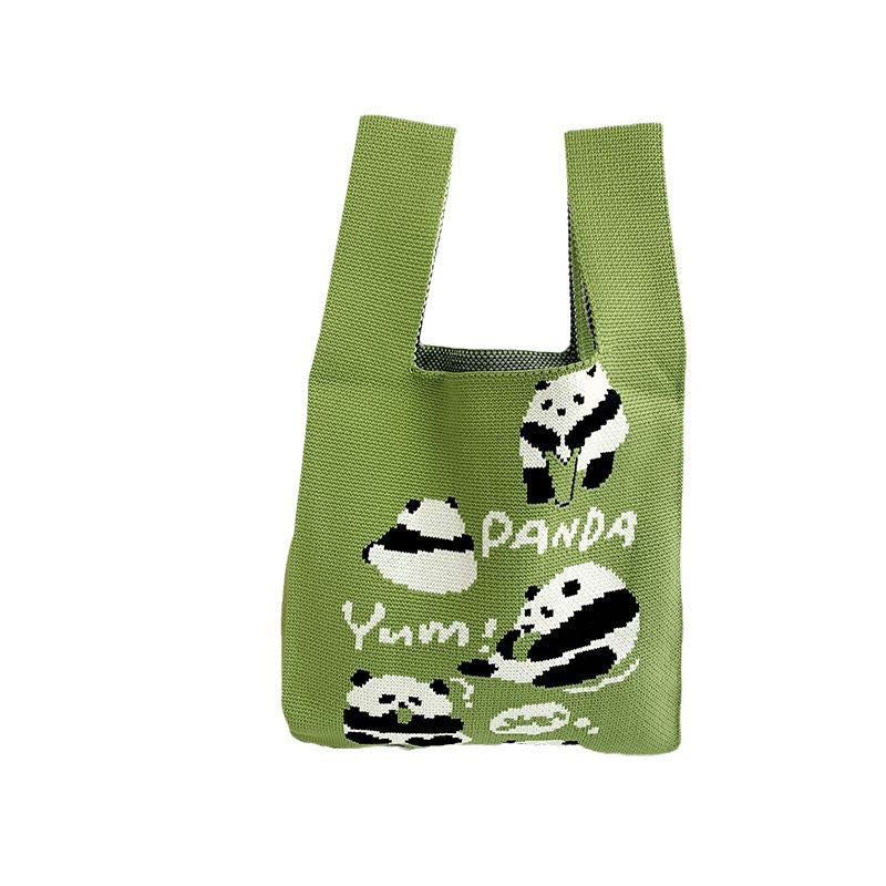 Panda Vest Knitted Large Capacity Totes Handbags