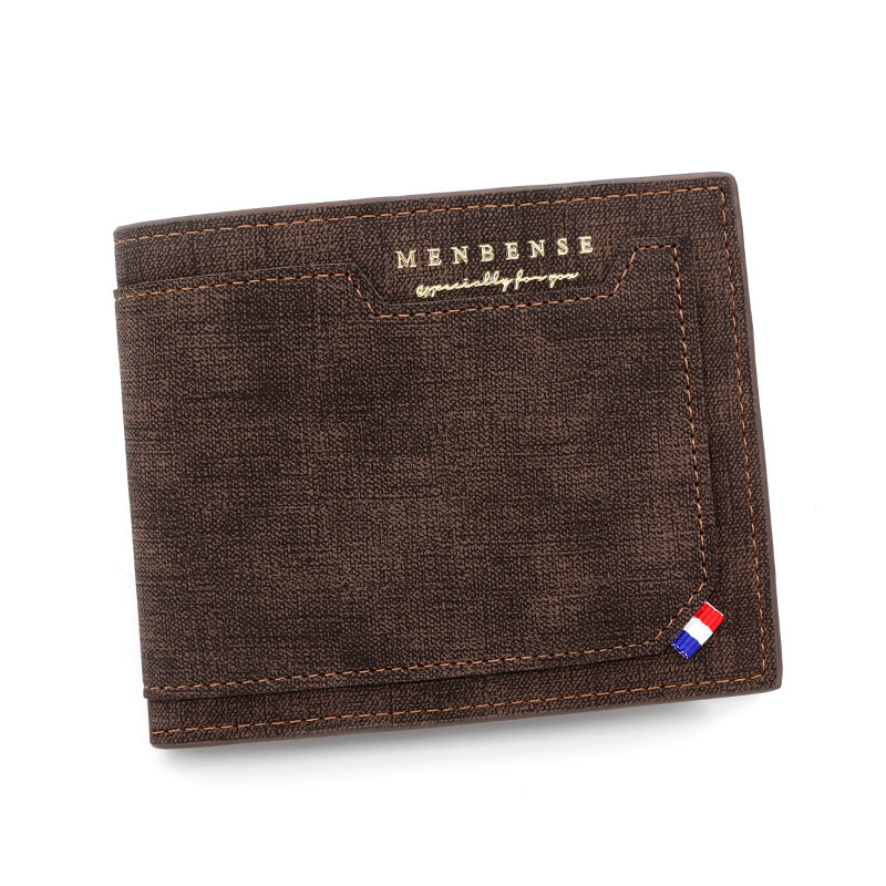 Men's Style Short Frosted Hinge Large Capacity Pocket Multiple Men's Wallet