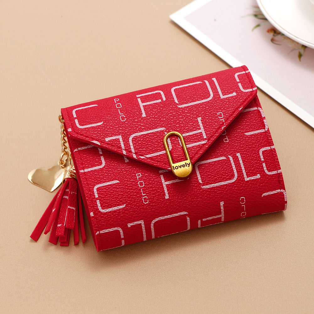 Women's Korean Style Short Tassel Printed Letter Ladies Wallet