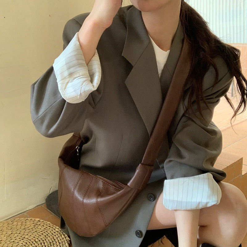 Women's Black Dumpling Croissant Retro High-grade Shoulder Bags