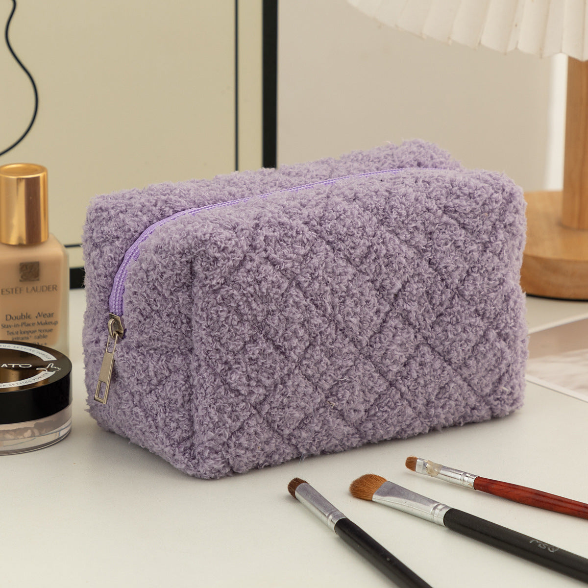 Women's Plush Portable Storage Simple Wash Hand Makeup Bag