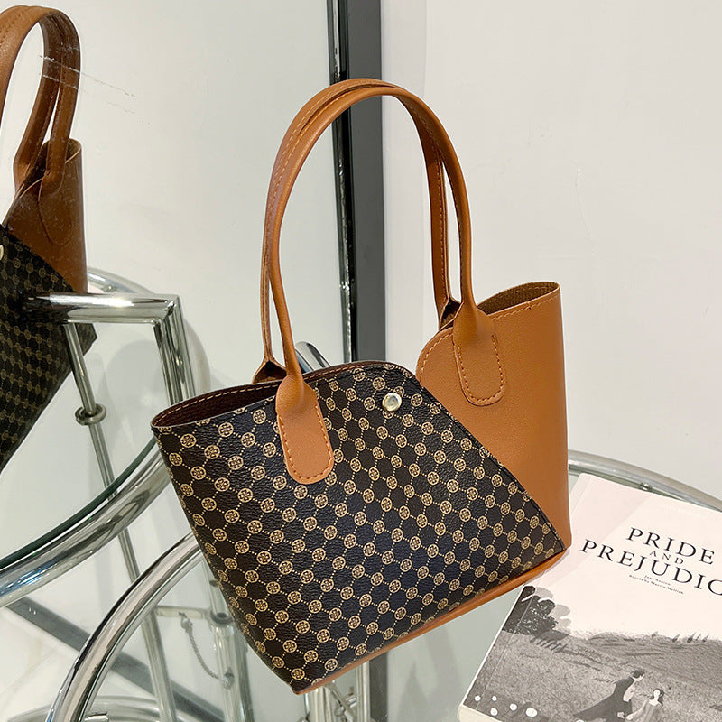 Women's Contrast Stitching Hand Holding Single Handbags