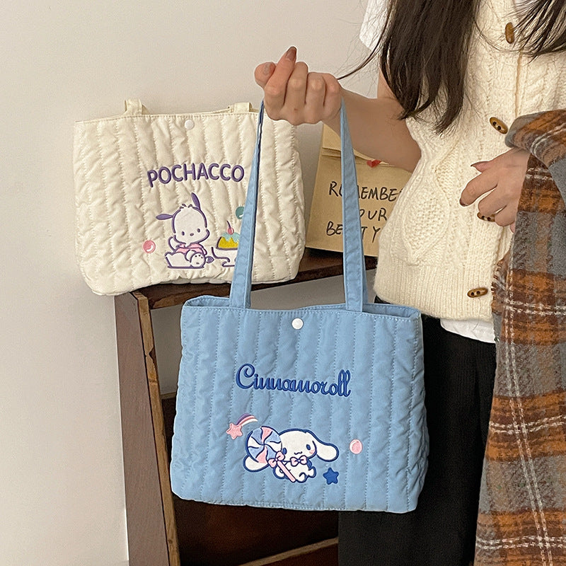 Cute Cartoon Pacha Dog Melody Embroidered Handbags