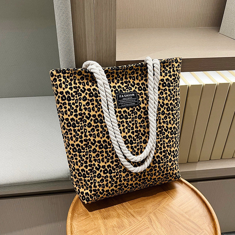 Women's Portable Canvas Fashion Leopard Print Artistic Unique Bucket Bags
