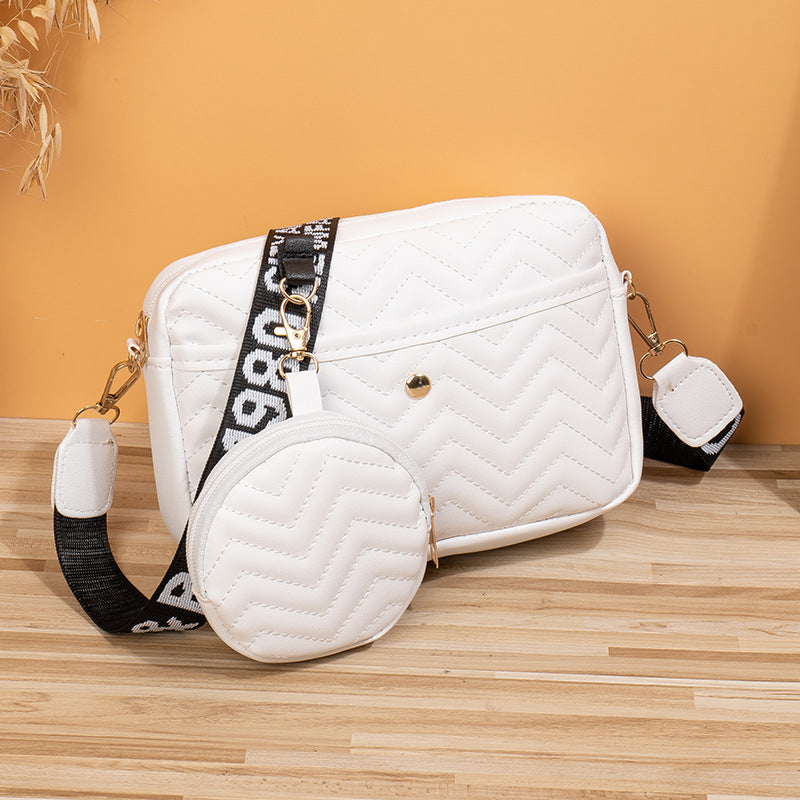 Women's Korean Style V Pattern Fashion Embroidery Crossbody Bags