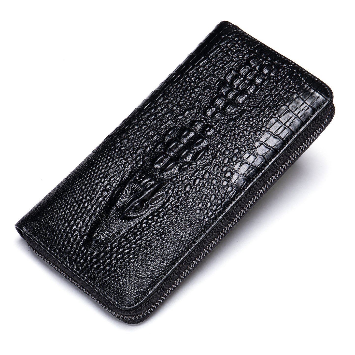 Men's Long Genuine Leather Crocodile Pattern Business Clutch First Men's Wallets