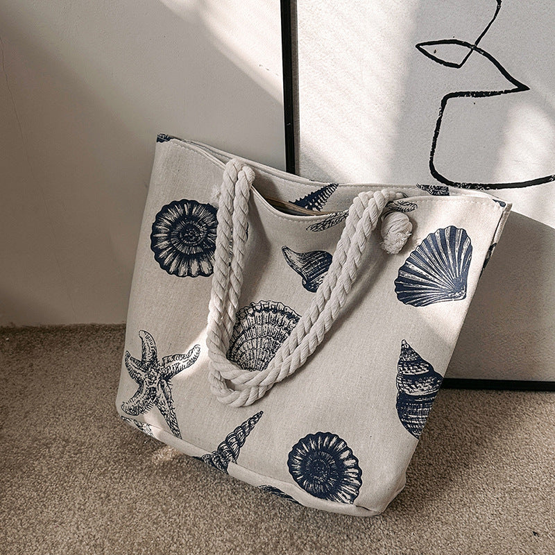 Women's Creative Printing Large Fashion Canvas Korean Shoulder Bags
