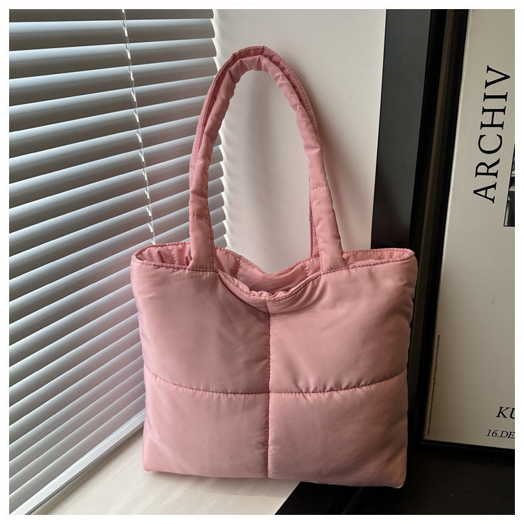Clothes Solid Color Nylon Plaid Down Simple Bags