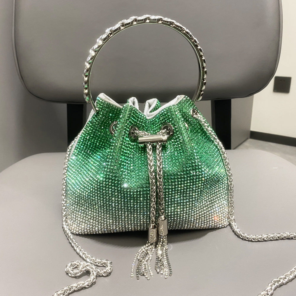 Women's Beautiful Rhinestone Round Chain Diamond Shoulder Bags