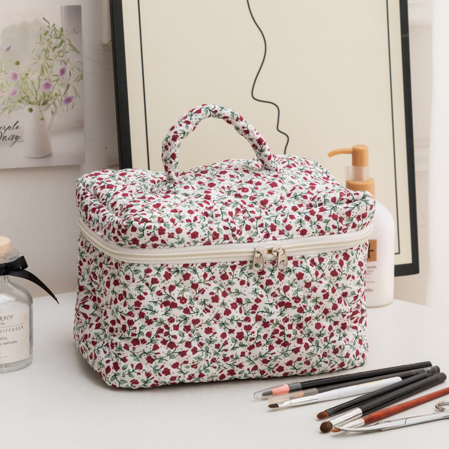 Capacity Korean Style Portable Mummy Floral Cosmetic Bags