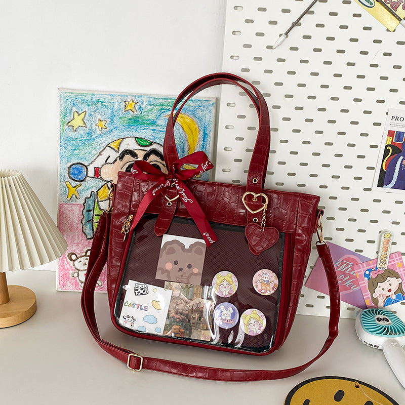 Cartoon Underarm Crocodile Pattern Transparent Portable Crossbody Bags