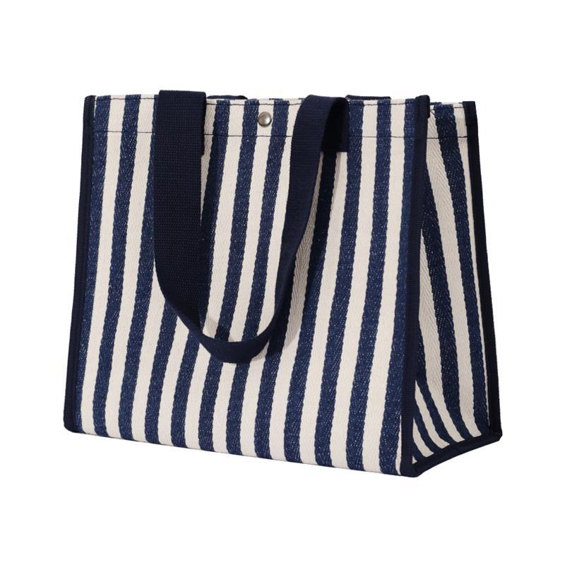 Striped Shopping Portable Thick Canvas Mom Handbags