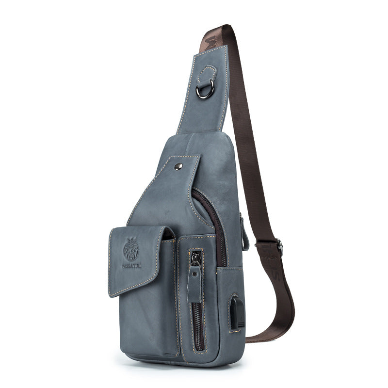Men's Genuine Leather Retro First Layer Cowhide Men's Chest Bags