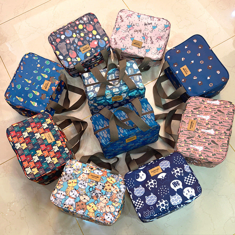 Waterproof Widened Compartment Dinner Plate Insulated Lunch Handbags
