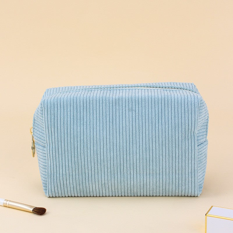 Fashion Corduroy Large Capacity Portable Wash Storage Solid Bags