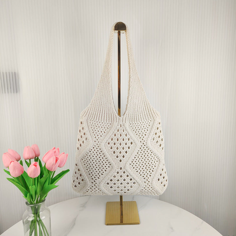 Knitted Hollow Beach Woven Goddess Festival Shoulder Bags