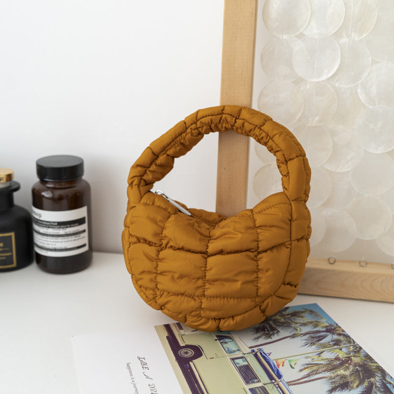 Women's Pleated Cloud Niche Plaid Bubble Down Handbags