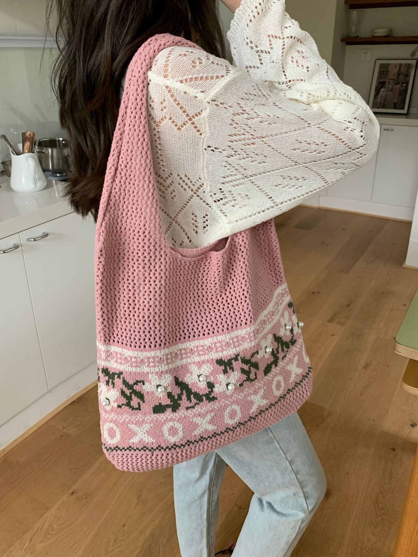Women's Retro Knitted Woven High-grade Exquisite Large Shoulder Bags