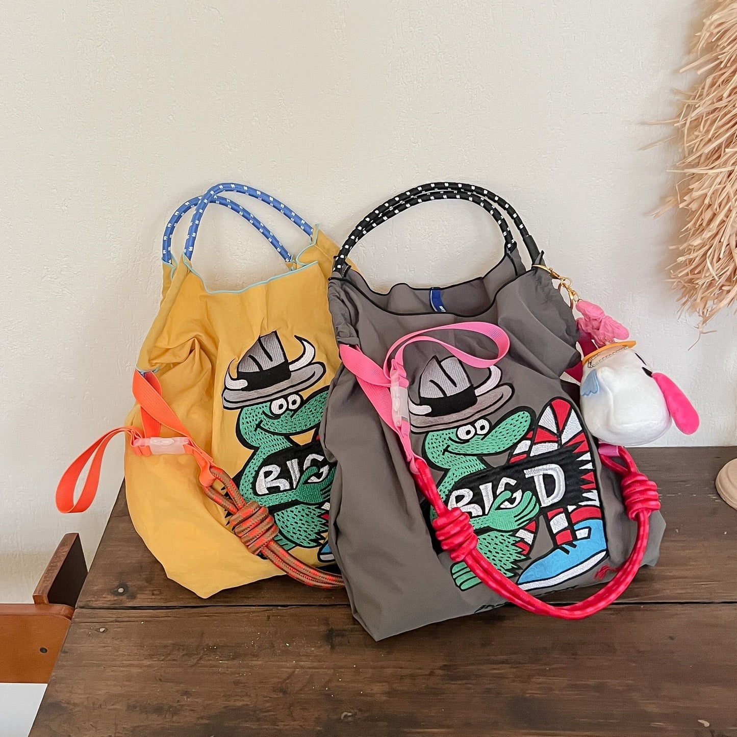 Crocodile Embroidery Shopping Niche Nylon Cloth Handbags