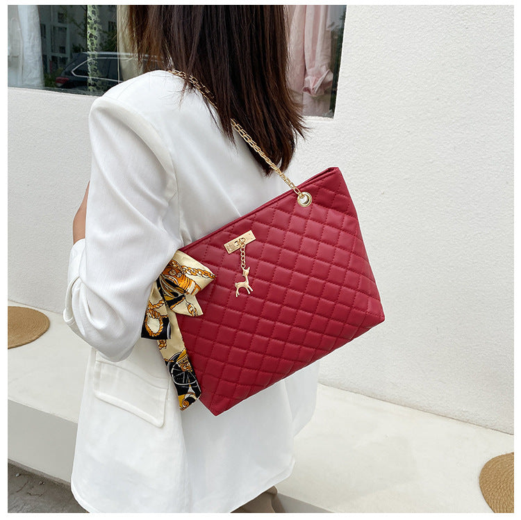 Women's Korean Deer Rhombus Underarm Silk Scarf Shoulder Bags