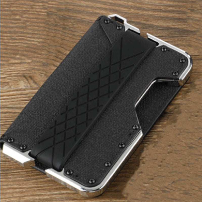 Layer Leather Aluminum Alloy Clamp Pu Metal Card Holder