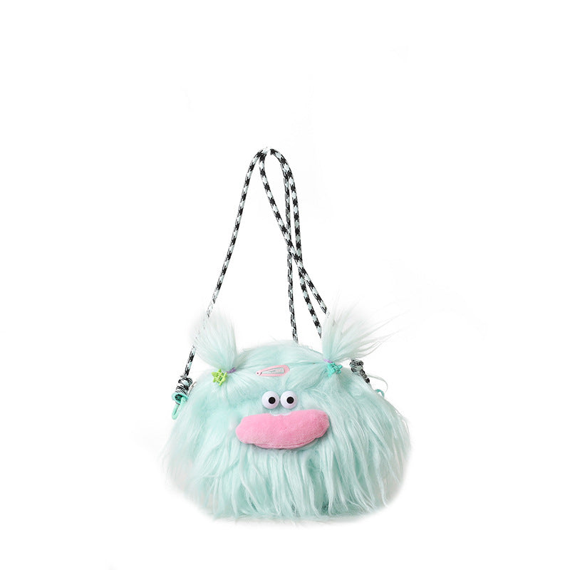 Cute Long Hair Monster Creative Braid Crossbody Bags
