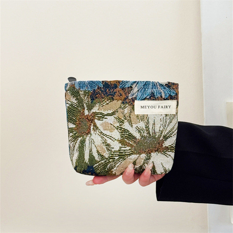 Oil Painting Style Flower Simple Portable Mobile Walking Clutch Good-looking Bags