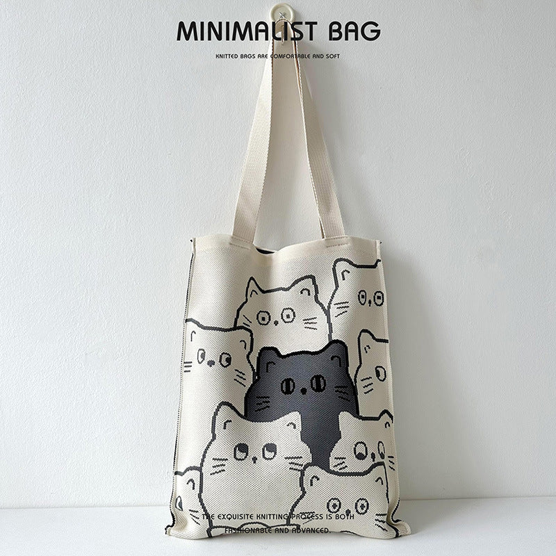 Design Cute Panda Knitted Korean Style Shoulder Bags