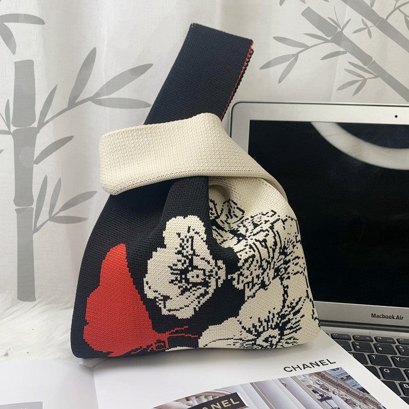 Women's Boat Festival Panda Knitted Wrist Handbags