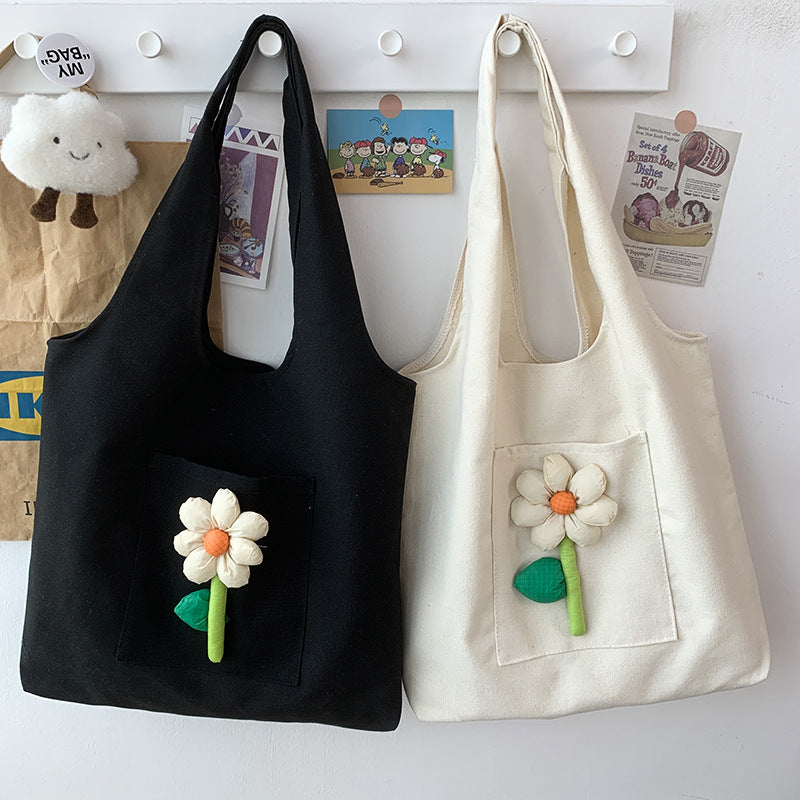 Women's Canvas Fresh Flower Artistic Colorful Red Shoulder Bags
