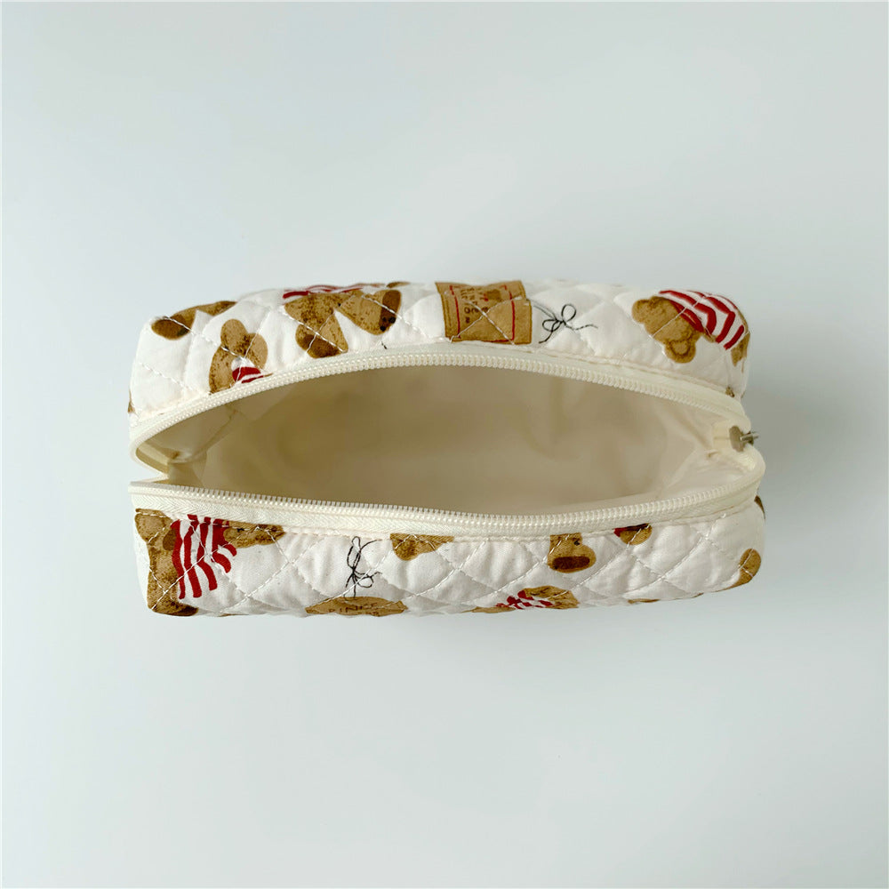 Bear Large Capacity Cotton Printing Storage Cosmetic Bags