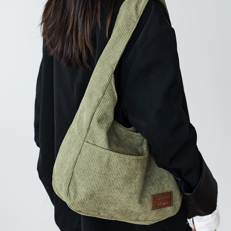Women's Corduroy Cloth For College Large Capacity Shoulder Bags