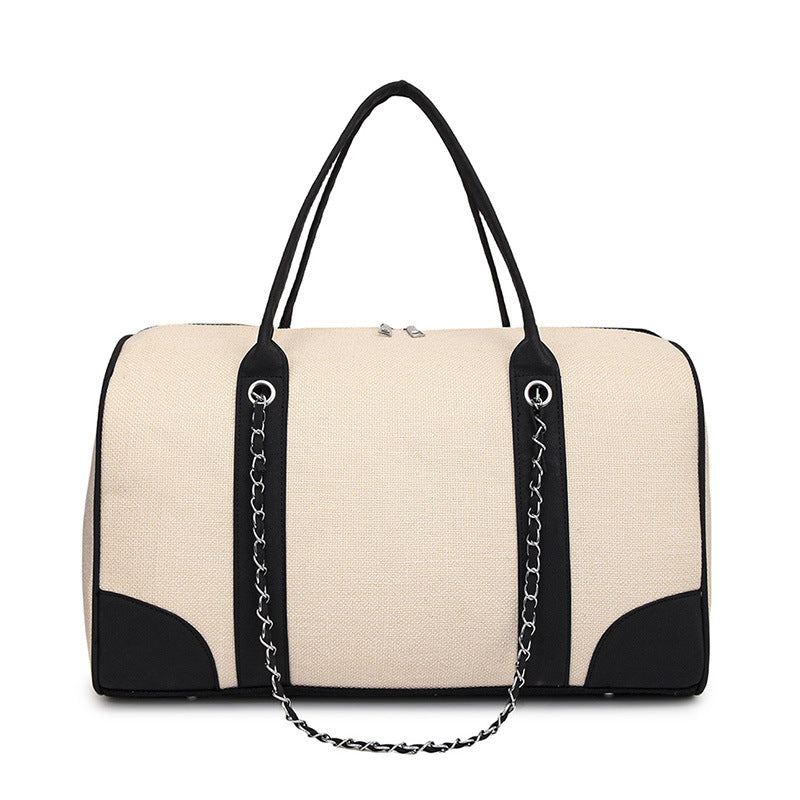 Women's Large Capacity Contrast Color Canvas Commuter Shoulder Bags