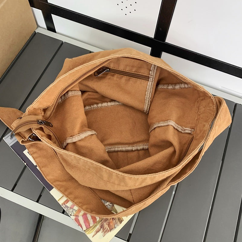 Women's Idle Style Artistic Simple Canvas For Crossbody Bags