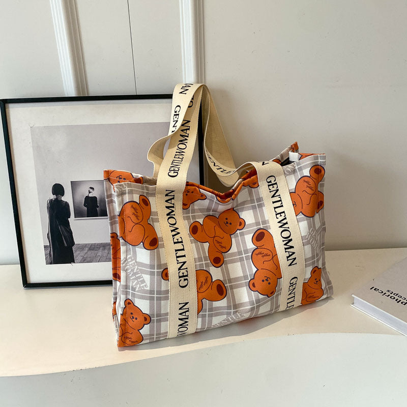 Women's Canvas Large Capacity Letter Fashion Shoulder Bags