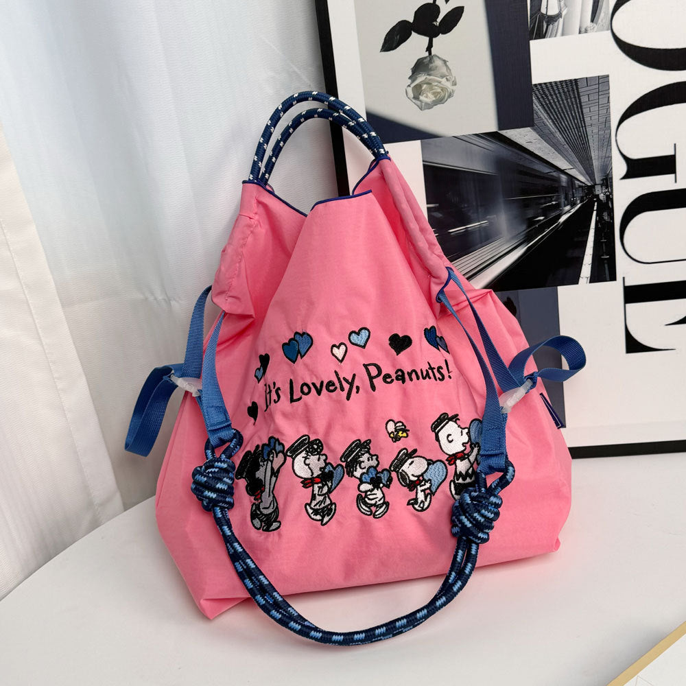 Cat Embroidered Shopping Large Capacity Nylon Bags