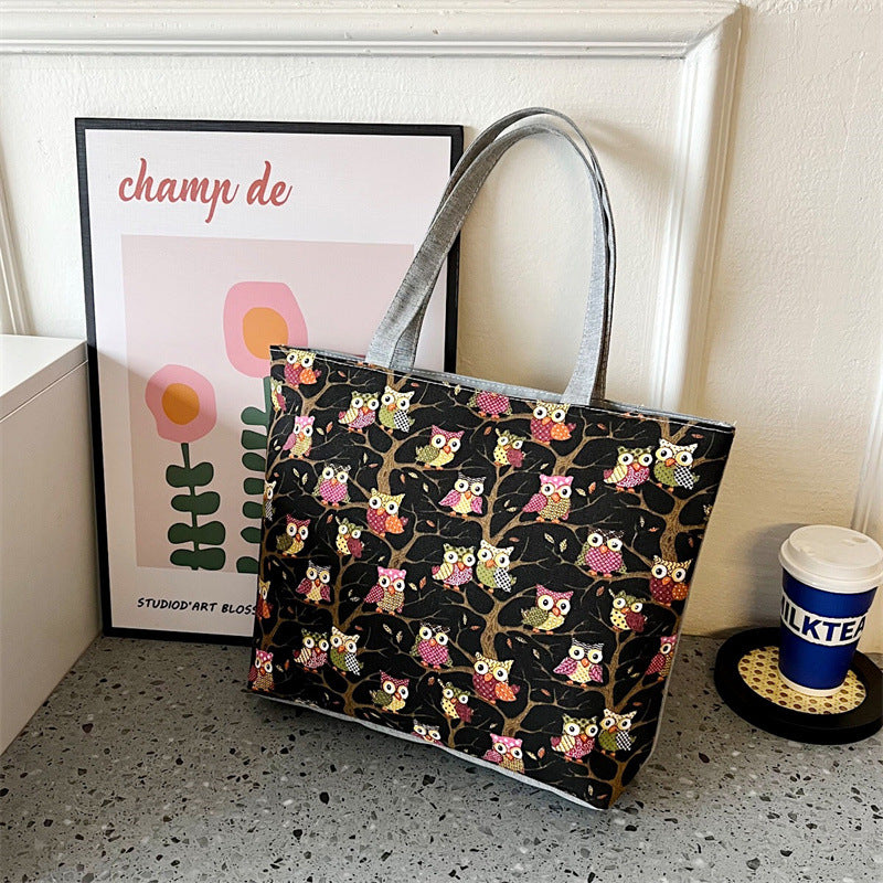 Women's Canvas Vintage Printed Big Artistic Shoulder Bags