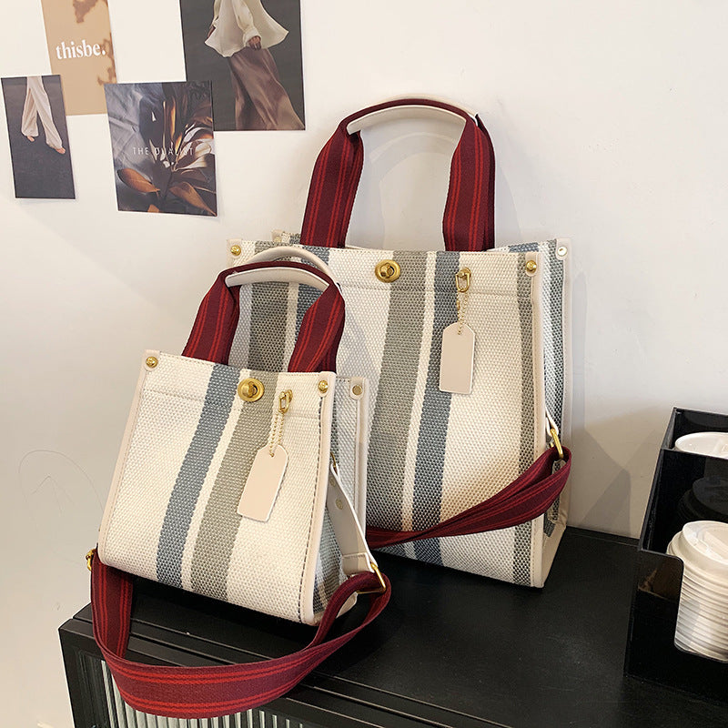 Women's Retro Portable Trend Canvas Striped Crossbody Bags
