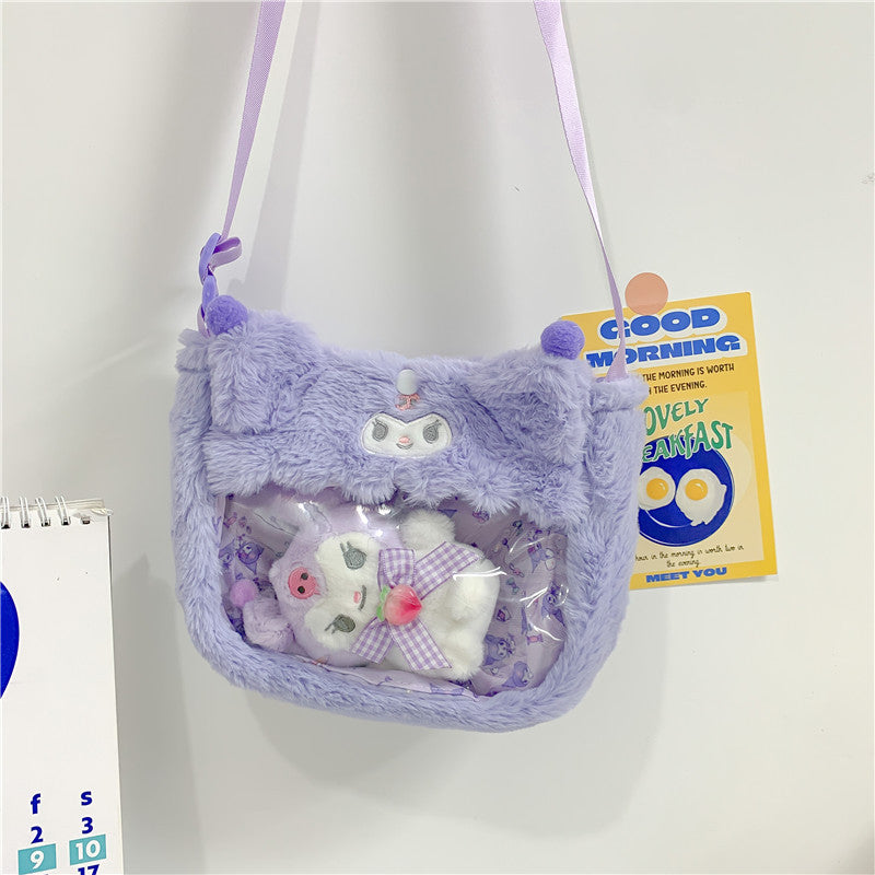 Cute Transparent Cartoon Puppy Rabbit Doll Crossbody Bags