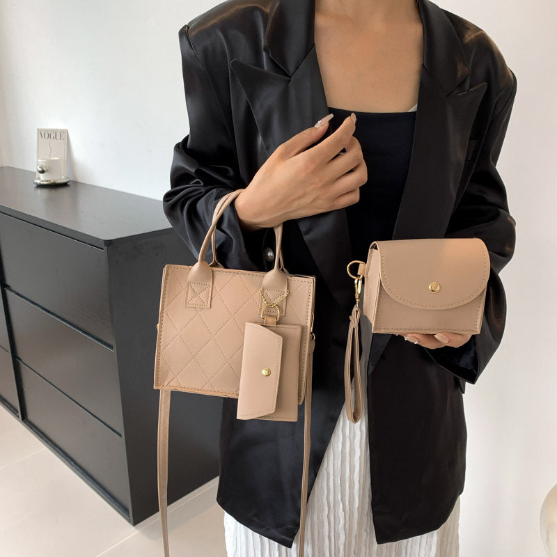 Women's Rhombus Three-piece Fashionable Western Style Shoulder Bags