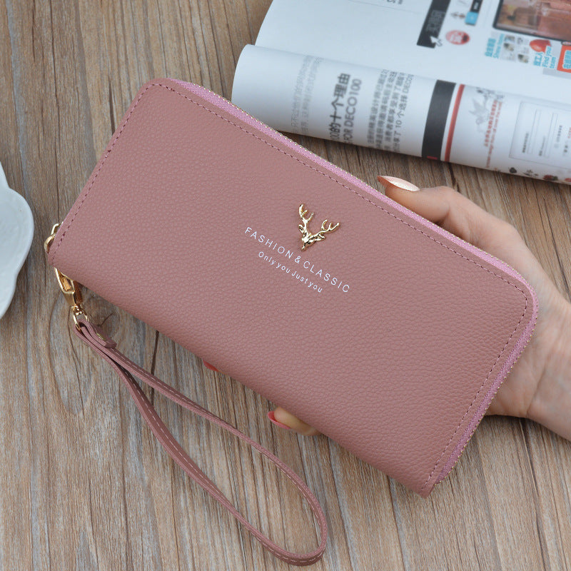Women's Long Large Capacity Zipper Fashion Simple Lychee Pattern Coin Purses