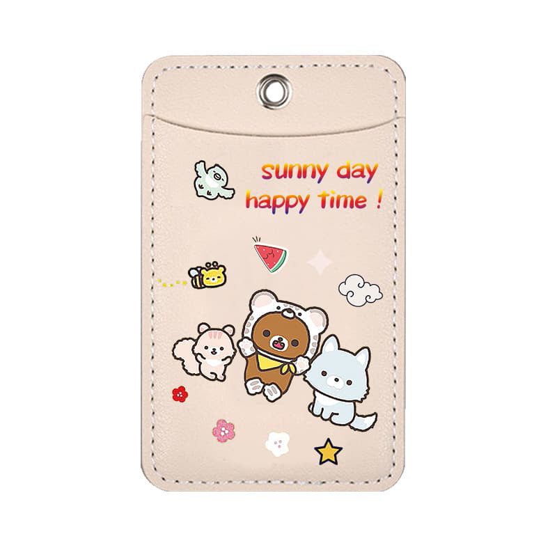 Bear Cartoon Soft Leather Dual Position Door Access Card Holder