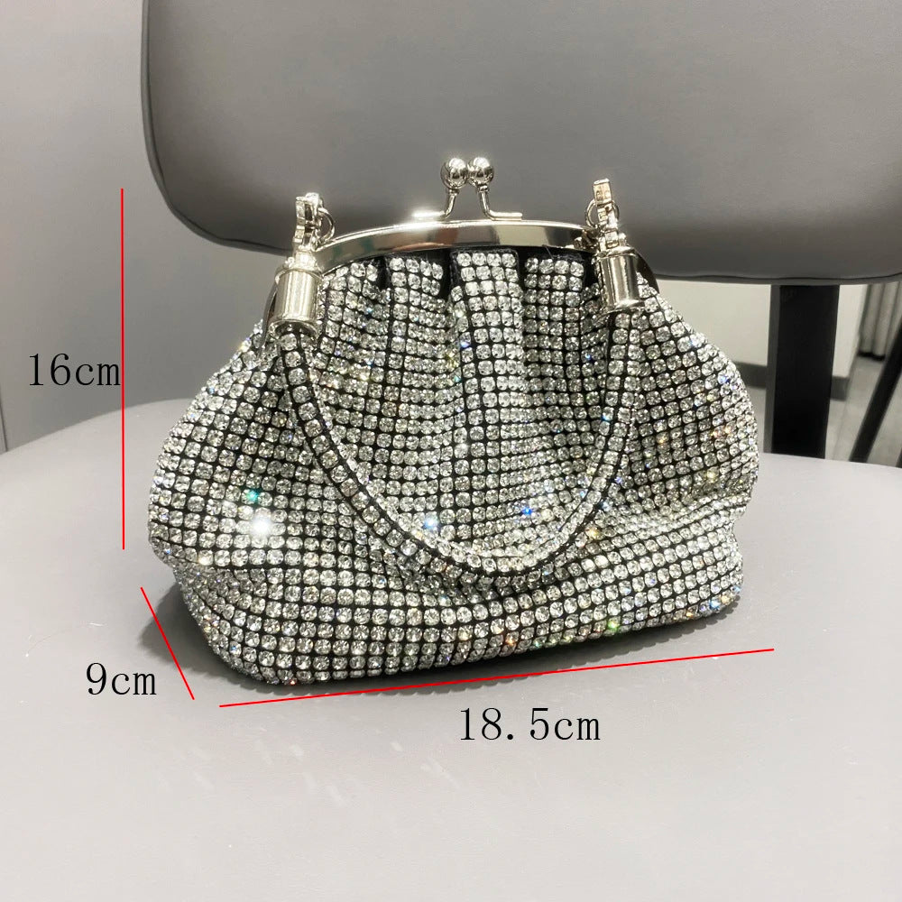 Women's Hand Dinner Shiny Rhinestone Portable Shell Bags