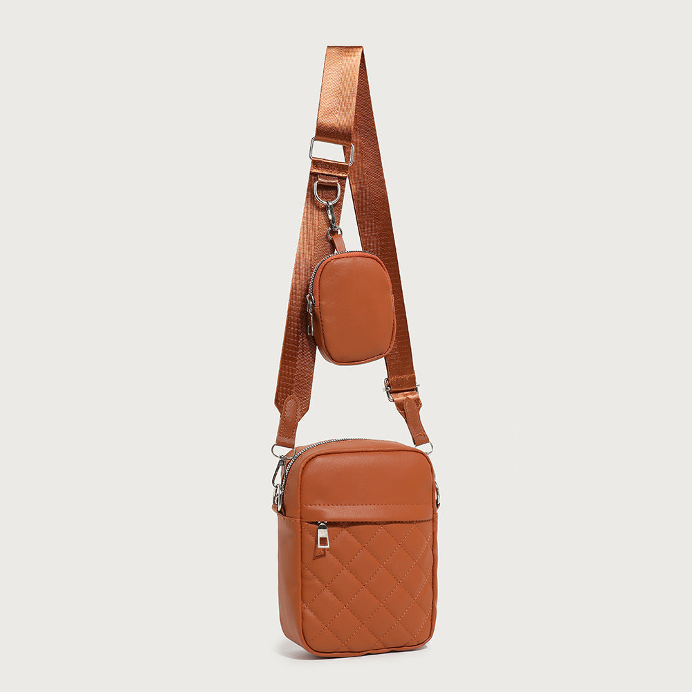 Women's Simple Practical Quilted Vertical Two-piece Set Women's Messenger Bag