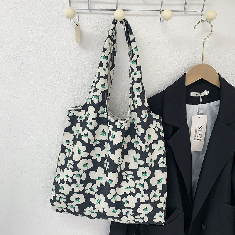 Summer Korean Style Retro Oil Painting Floral Flower Shoulder Bags