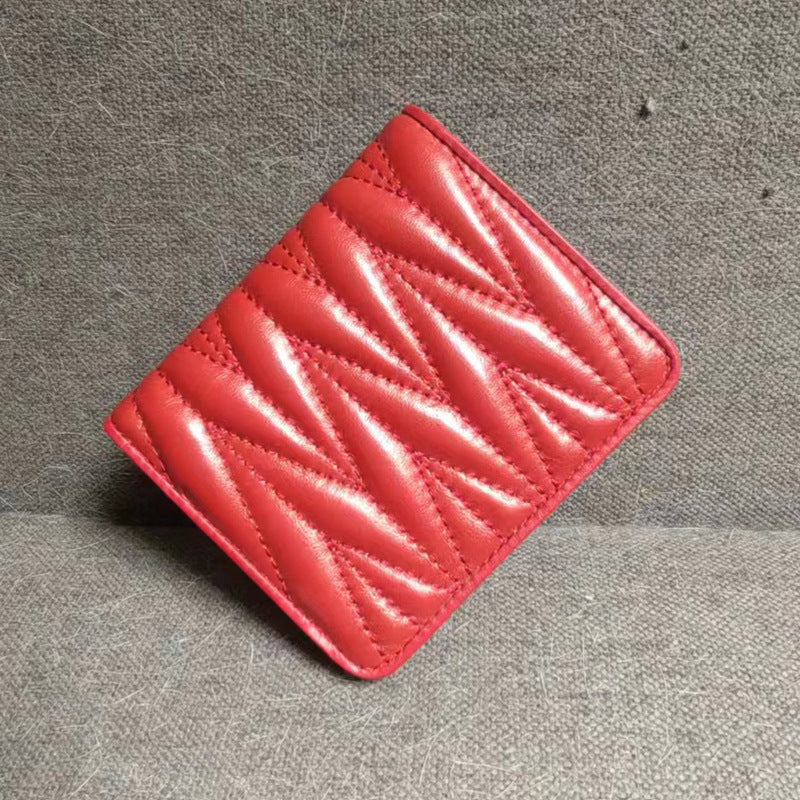 Women's Pleated Short Exquisite Genuine Leather One Ladies Wallet