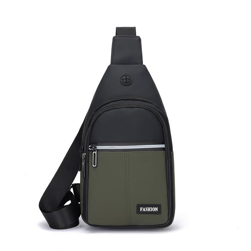 Men's Simple Contrast Color Slanted Trendy Business Men's Chest Bags
