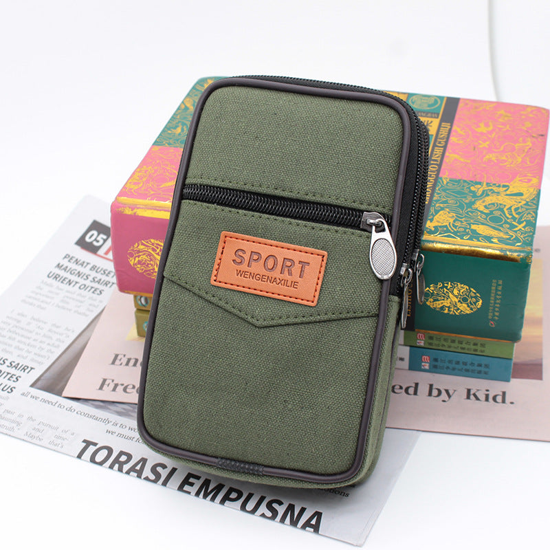 Men's Canvas Horizontal Vertical Zipper Construction Site Phone Bags