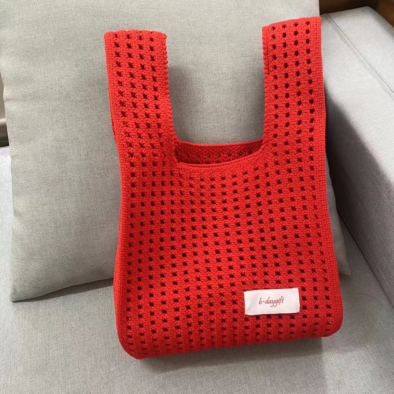 Women's Hollow Knitted Niche Personality Open Handbags